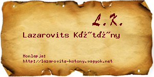 Lazarovits Kötöny névjegykártya